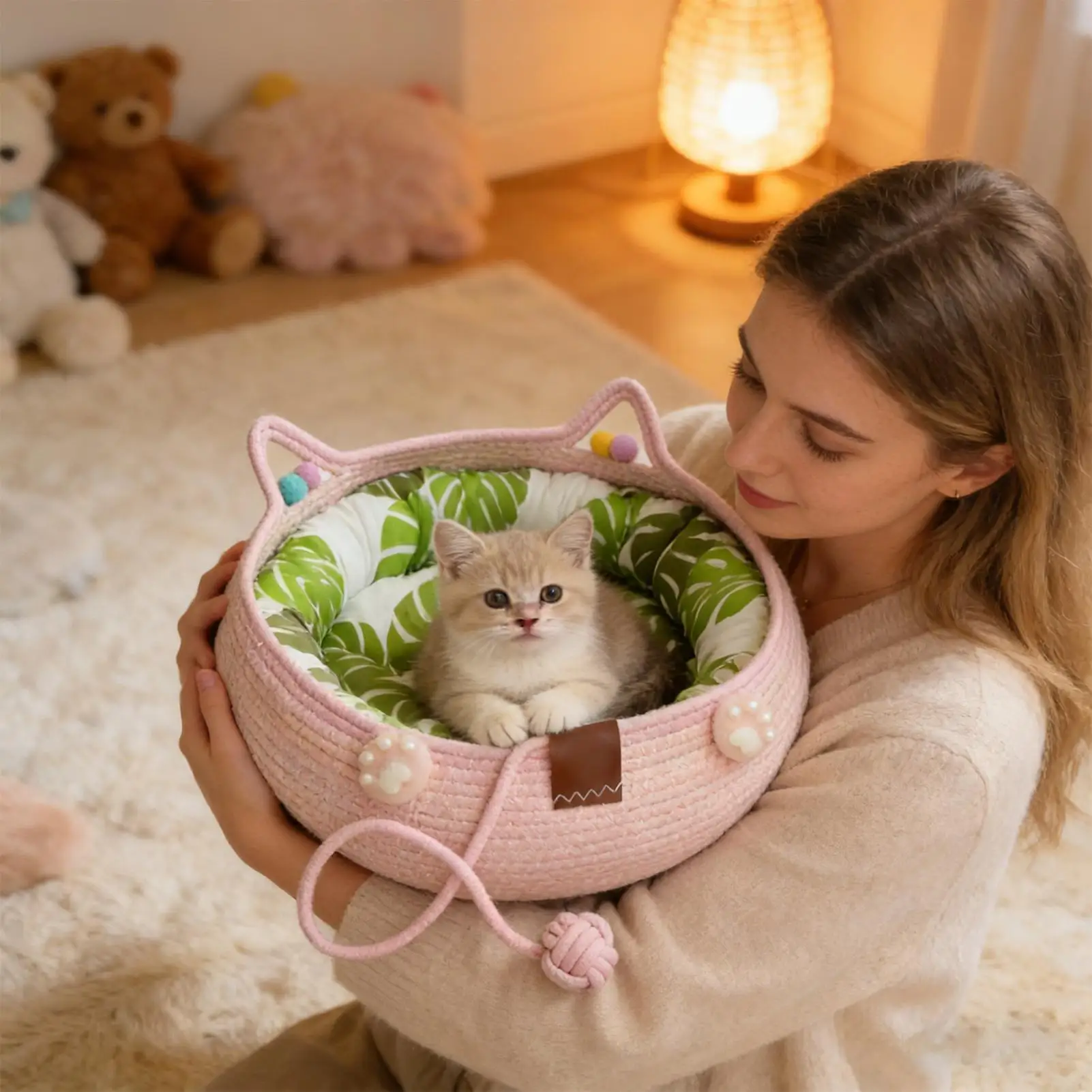 Милая мягкая лежанка для кошек с подушкой, удобная кровать-гнездо для котят и щенков, для дома, для сна и игр
Милая мягкая лежанка для кошек с подушкой, удобная кровать-гнездо для котят и щенков, для дома, для сна и игр