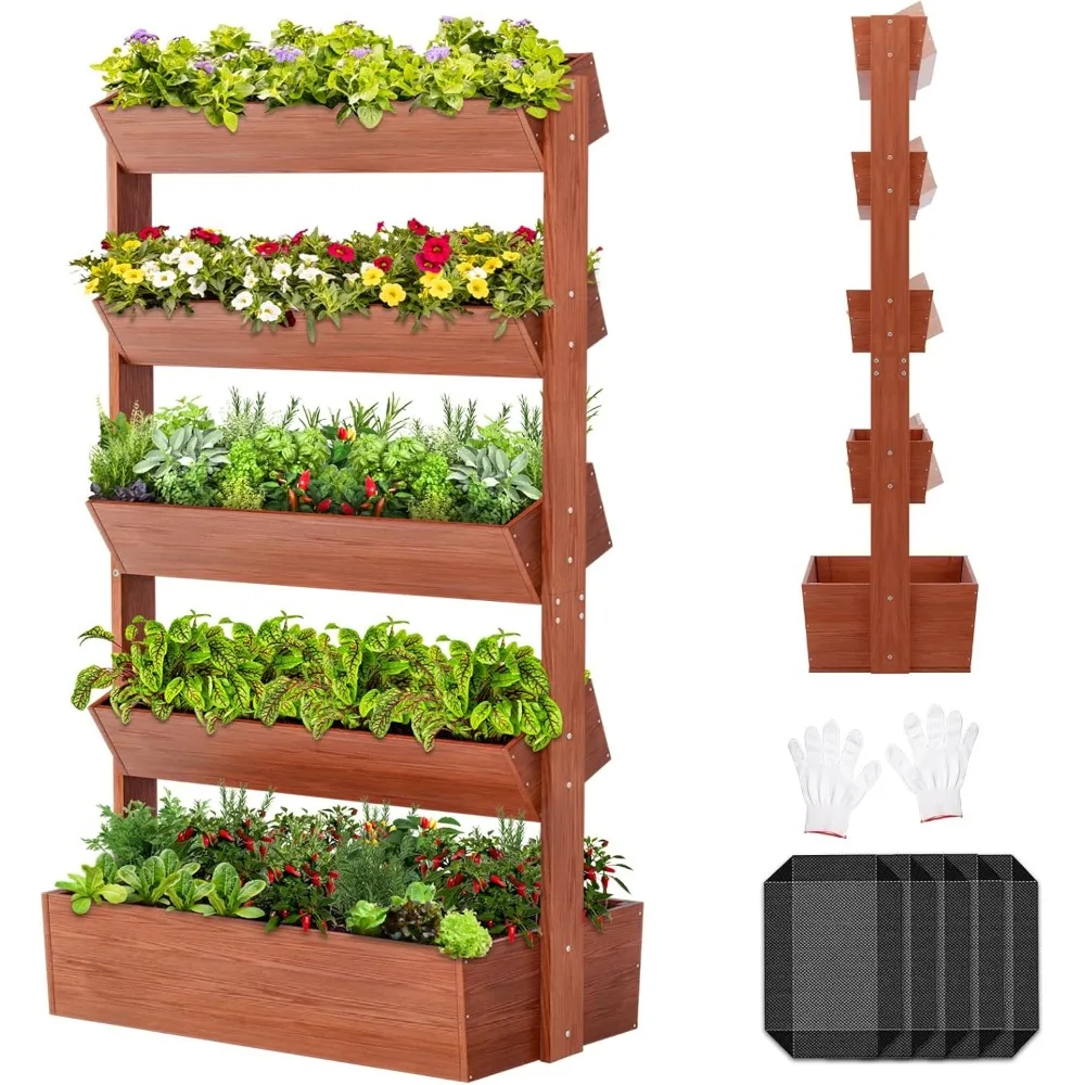 SUNYRISY 5 Tiers Vertical Wooden Raised Garden Bed Outdoor, Freestanding Garden Planter Box Stand for Planting Herbs Flowers Veg
SUNYRISY 5 Tiers Vertical Wooden Raised Garden Bed Outdoor, Freestanding Garden Planter Box Stand for Planting Herbs Flowers Veg