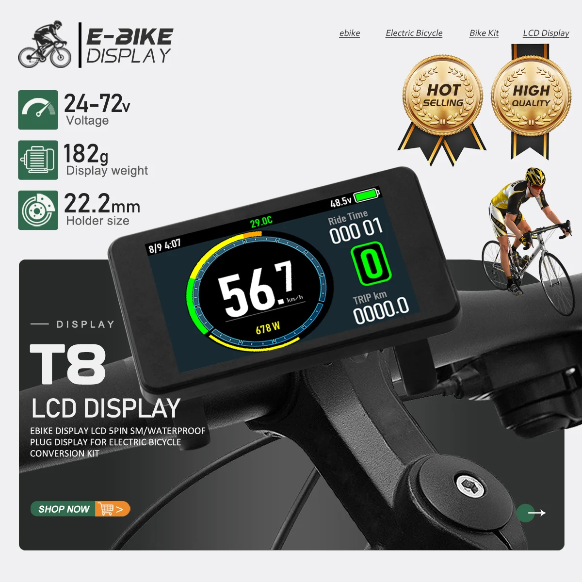 Electric Scooter LCD Display T8 Meter Control Panel 5pin 24V-72V E-Bike Bicycle Liquid Crystal LCD Instrument Communication
Electric Scooter LCD Display T8 Meter Control Panel 5pin 24V-72V E-Bike Bicycle Liquid Crystal LCD Instrument Communication