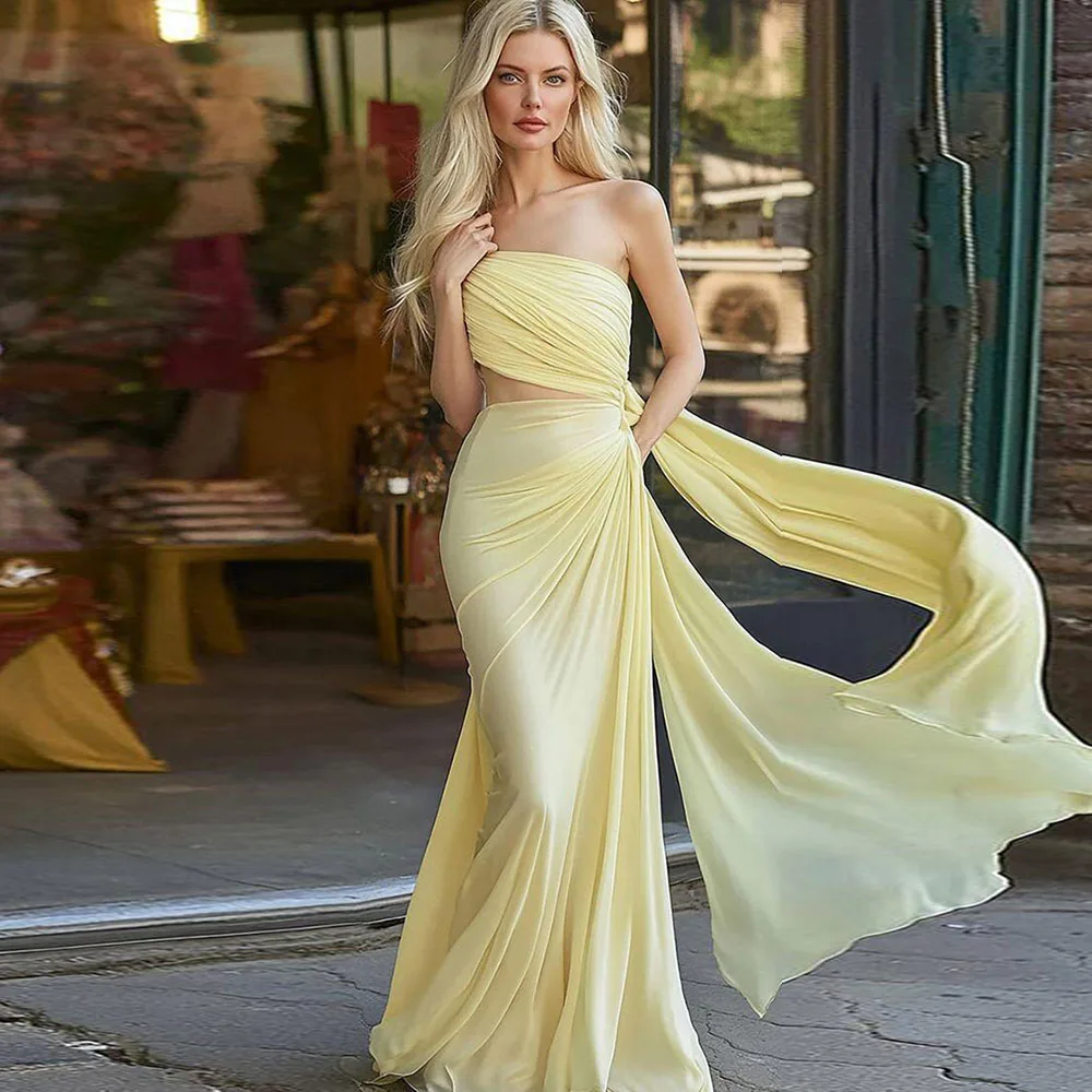 Yellow Evening Dresses Strapless Sleeveless Mermaid High Quality Formal Occasion Banquet Celebrity Female Gowns Elegant 2025t
Yellow Evening Dresses Strapless Sleeveless Mermaid High Quality Formal Occasion Banquet Celebrity Female Gowns Elegant 2025t
