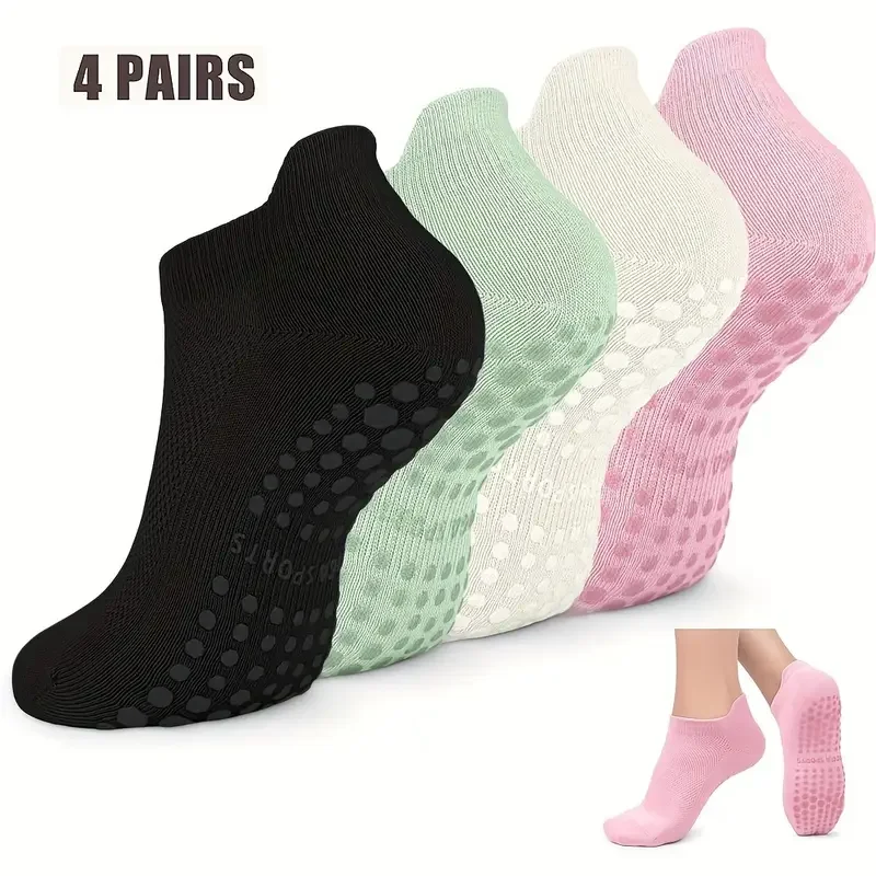 4 pairs Grip Pilates Socks for Women Non-slip Yoga Athletic Socks for Barre Ballet Barefoot Workout
4 pairs Grip Pilates Socks for Women Non-slip Yoga Athletic Socks for Barre Ballet Barefoot Workout