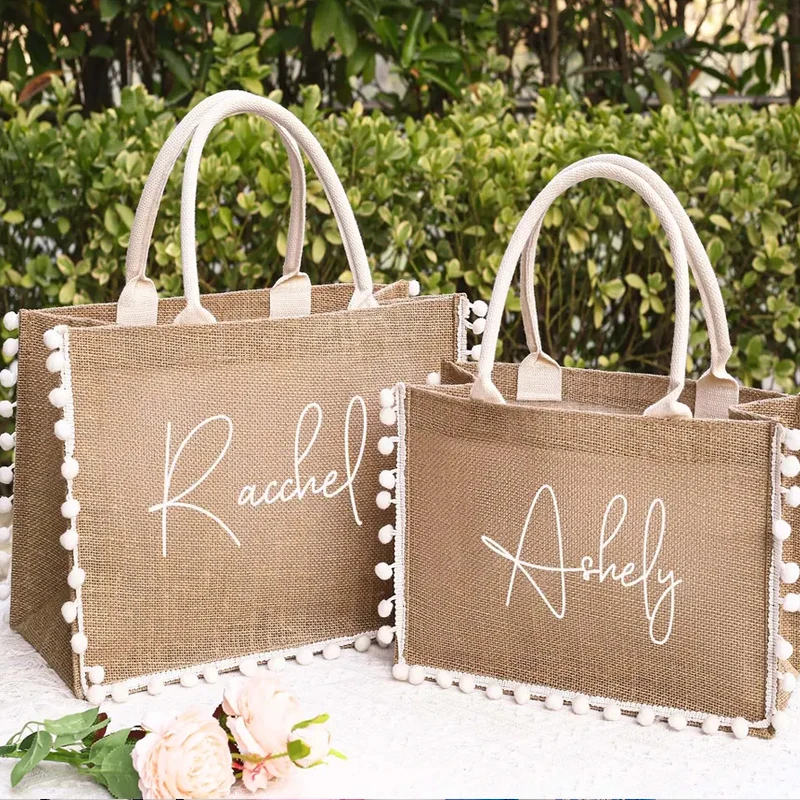 Personalized Gift Tote Bag for Bridesmaid Proposal Custom Burlap Bags with Fringed Wedding Bachelorette Party Bridal Shower Gift
Personalized Gift Tote Bag for Bridesmaid Proposal Custom Burlap Bags with Fringed Wedding Bachelorette Party Bridal Shower Gift