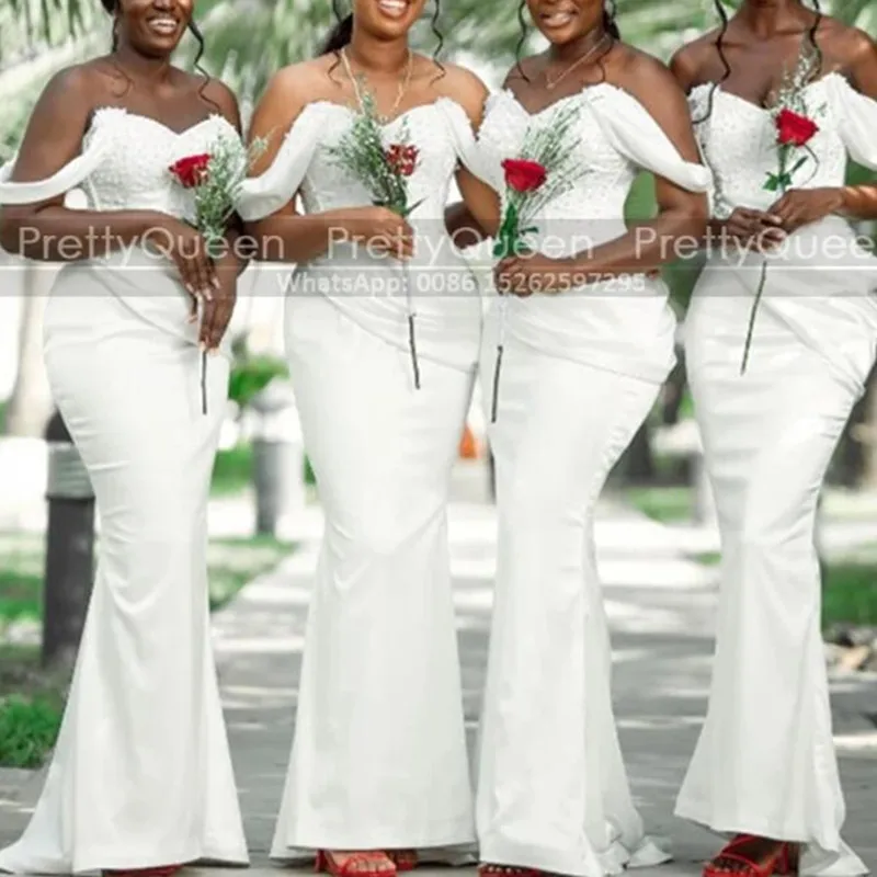 Luxury Beaded Trumpet Bridesmaid Dresses For Women Off Shoulder Mermaid White Customized Floor Length Party Dress Maid Of Honor
Luxury Beaded Trumpet Bridesmaid Dresses For Women Off Shoulder Mermaid White Customized Floor Length Party Dress Maid Of Honor