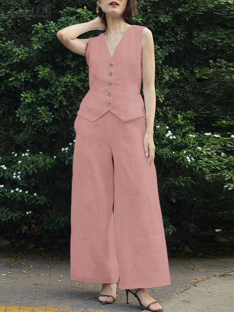 ZANZEA V Neck Vests Vintage Pant Sets Old Money Style Women 2025 Summer Solid Suits Casual Wide Leg Pant Daily Wear 2pcs Outfits
ZANZEA V Neck Vests Vintage Pant Sets Old Money Style Women 2025 Summer Solid Suits Casual Wide Leg Pant Daily Wear 2pcs Outfits