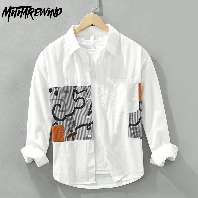 New Long Sleeve White Shirt Men Spring Street Fashion Loose Shirts Man Pure Cotton Tops Casual Printed Patchwork Designer Shirt
New Long Sleeve White Shirt Men Spring Street Fashion Loose Shirts Man Pure Cotton Tops Casual Printed Patchwork Designer Shirt