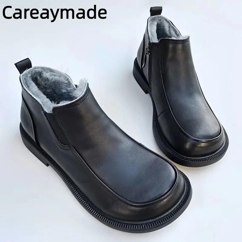 Careaymade-Genuine Leather wide toe big size women's wool boots Men's natural leather snow short boots unisex warm winter shoes
Careaymade-Genuine Leather wide toe big size women's wool boots Men's natural leather snow short boots unisex warm winter shoes