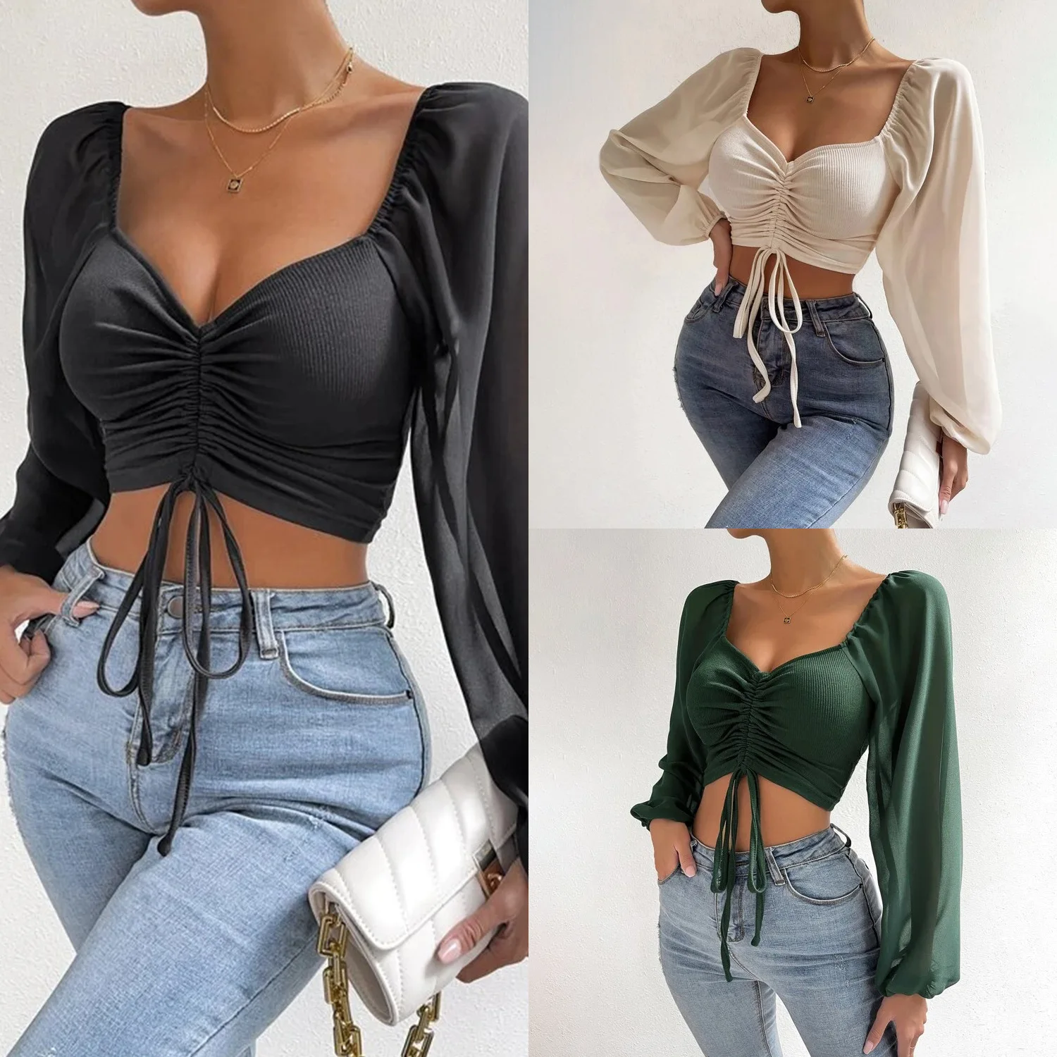 Women Drawstring Plus Size Tops Seamless Arm Shaper Shapewear Crop Top Mesh Lantern Sleeve Shirt Blouse
Women Drawstring Plus Size Tops Seamless Arm Shaper Shapewear Crop Top Mesh Lantern Sleeve Shirt Blouse