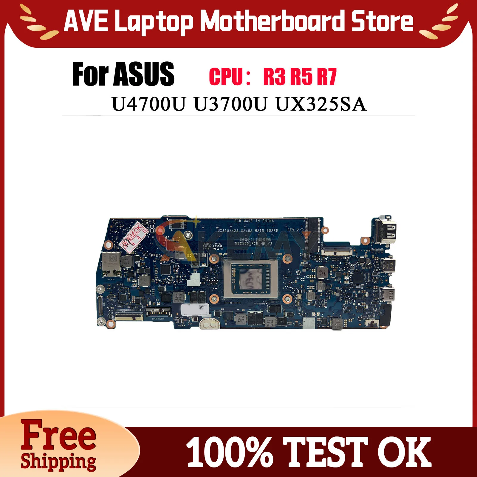 UX325SA Laptop Motherboard For ASUS ZenBook UX325SA UX325S U4700U U3700U Notebook Mainboard With R3 R5 R7 CPU 100% tests OK stk
UX325SA Laptop Motherboard For ASUS ZenBook UX325SA UX325S U4700U U3700U Notebook Mainboard With R3 R5 R7 CPU 100% tests OK stk