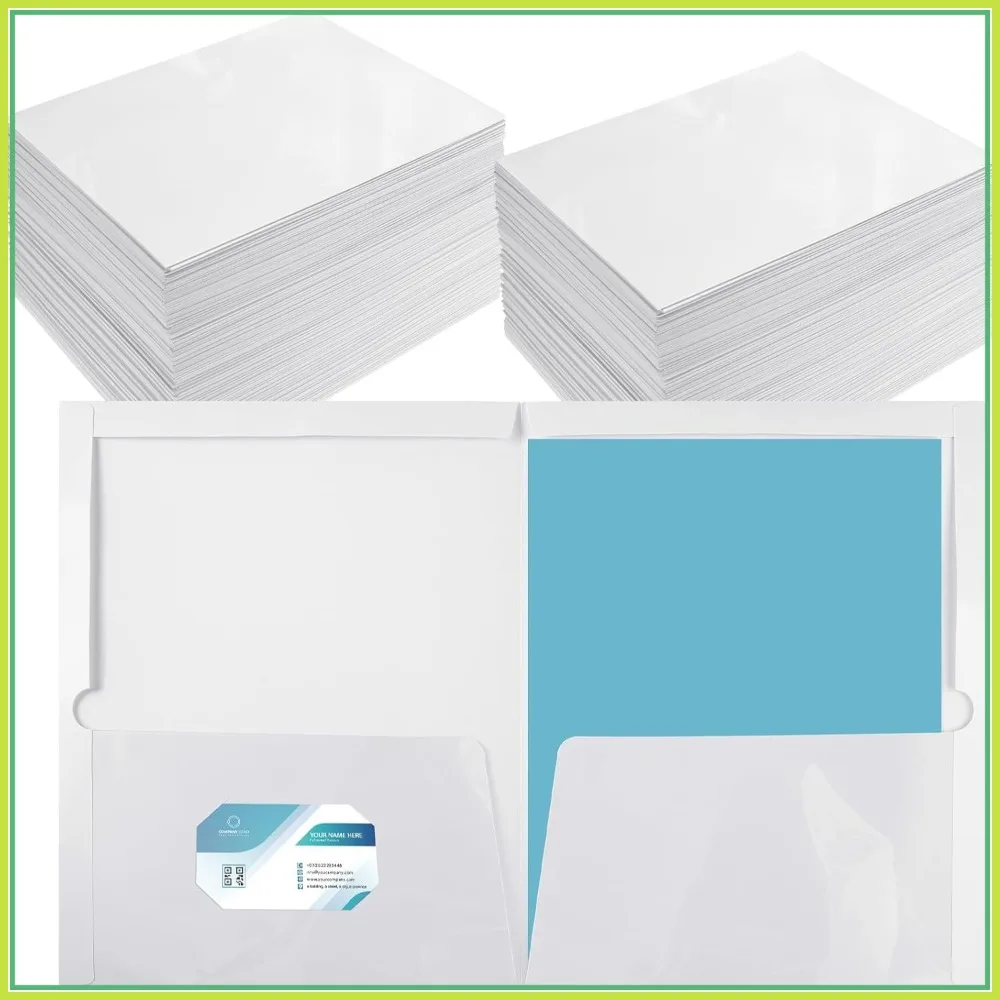 200 Pack Two Pocket Folders Bulk, Glossy Laminated Paper, Letter Size, White
200 Pack Two Pocket Folders Bulk, Glossy Laminated Paper, Letter Size, White