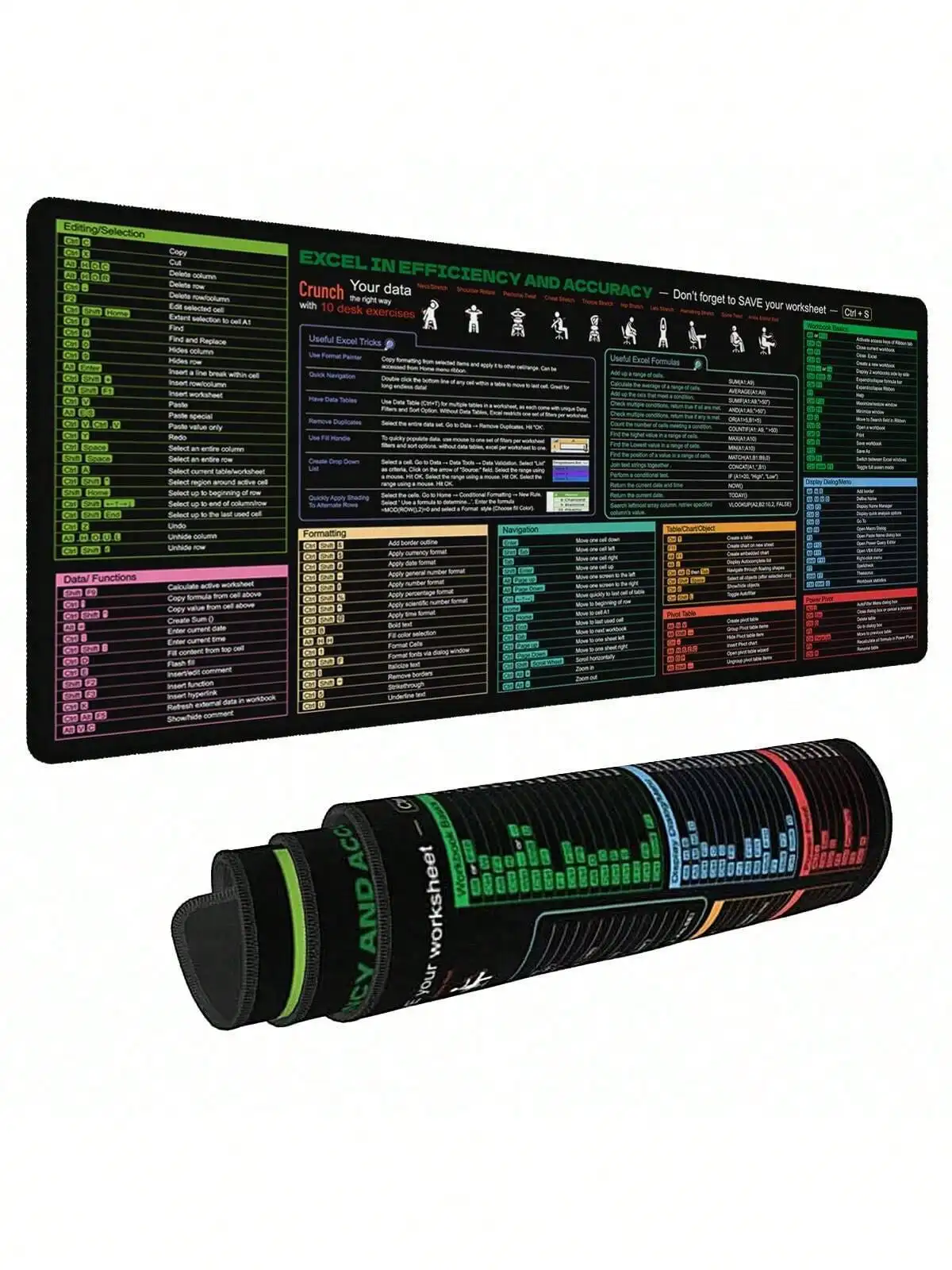1pc Multi-Functional Shortcut Keyboard Mouse Pad, Large Excel Mouse Pad, Rubber Non-Slip Bottom Design, Decorative Desktop Mat, Suitable For School, Home, Gaming, Editing, Data Formatting, Spreadsheet And Other Basic Uses
1pc Multi-Functional Shortcut Keyboard Mouse Pad, Large Excel Mouse Pad, Rubber Non-Slip Bottom Design, Decorative Desktop Mat, Suitable For School, Home, Gaming, Editing, Data Formatting, Spreadsheet And Other Basic Uses