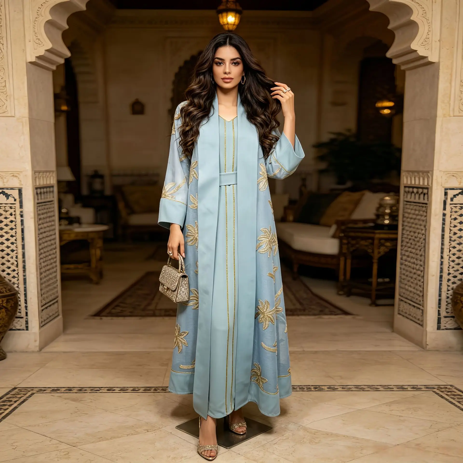 Eid Women Abaya 3 Piece Set Dresses Sashes Robe Ramadan Dubai Muslim Kaftan Vestidos Party Jalabiya Embroidery Dress Cardigan
Eid Women Abaya 3 Piece Set Dresses Sashes Robe Ramadan Dubai Muslim Kaftan Vestidos Party Jalabiya Embroidery Dress Cardigan
