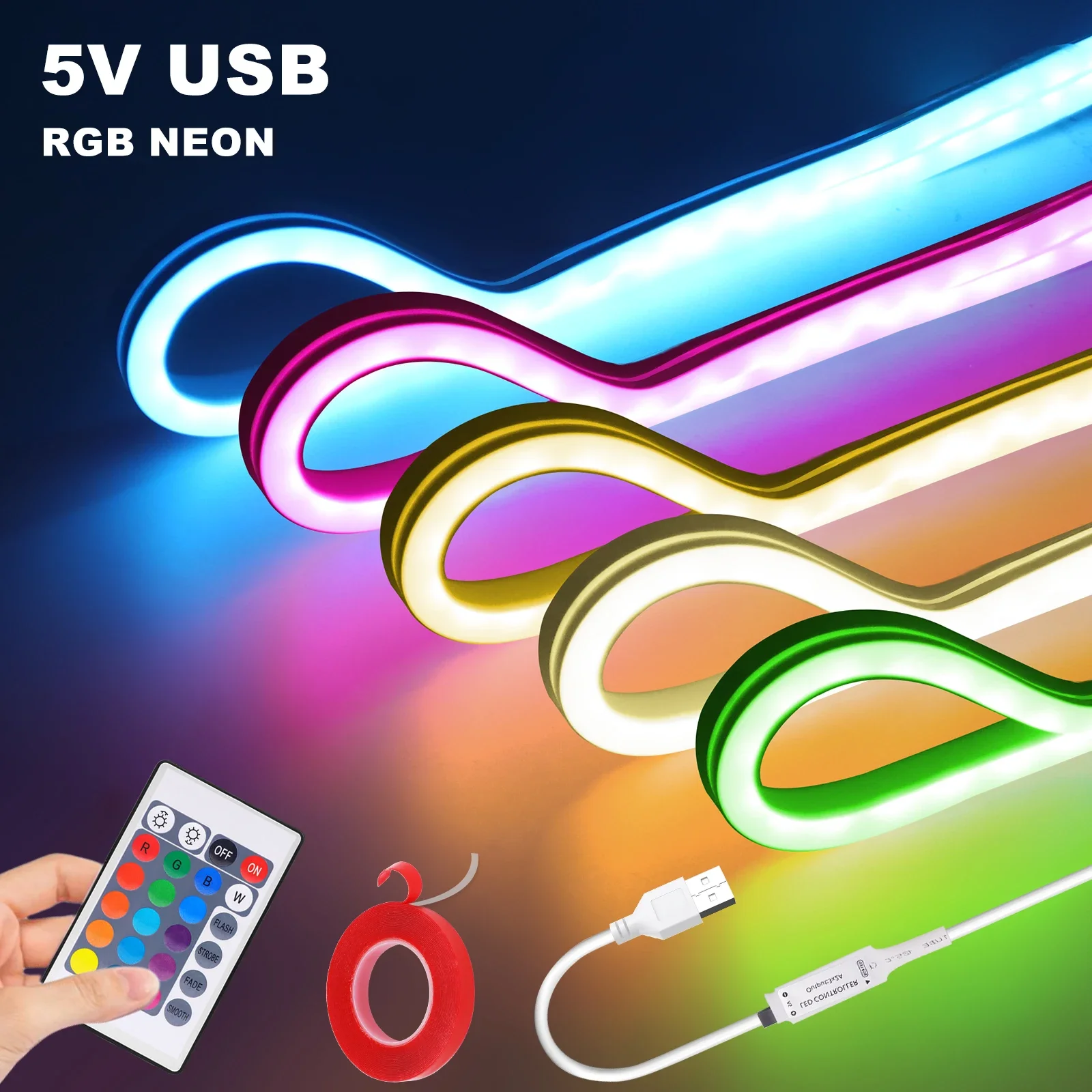 Светодиодная неоновая лента 5 В USB RGB 1/2/3/4/5 м с регулируемой яркостью, водонепроницаемая гибкая клейкая лента «сделай сам», 108 светодиодов/м 3535, освещение для домашнего декора
Светодиодная неоновая лента 5 В USB RGB 1/2/3/4/5 м с регулируемой яркостью, водонепроницаемая гибкая клейкая лента «сделай сам», 108 светодиодов/м 3535, освещение для домашнего декора