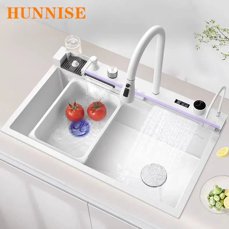 Flying Rain Waterfall Kitchen Sinks with Hot Cold Pull Out Digital Kitchen Sink Mixer Faucets 304 Stainless Steel Kitchen Sink
Flying Rain Waterfall Kitchen Sinks with Hot Cold Pull Out Digital Kitchen Sink Mixer Faucets 304 Stainless Steel Kitchen Sink