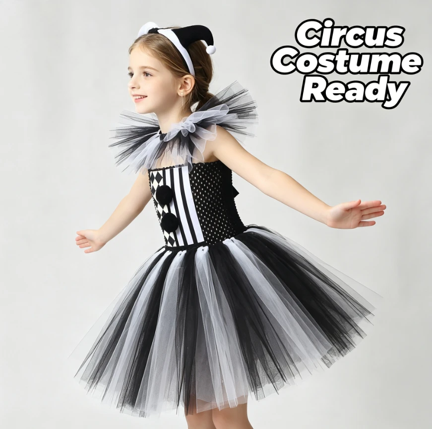Children Clown White Striped Tulle Tutu Skirt Halloween Party Horror Circus Role Play Outfit ForStage Performance Gothic Apparel
Children Clown White Striped Tulle Tutu Skirt Halloween Party Horror Circus Role Play Outfit ForStage Performance Gothic Apparel