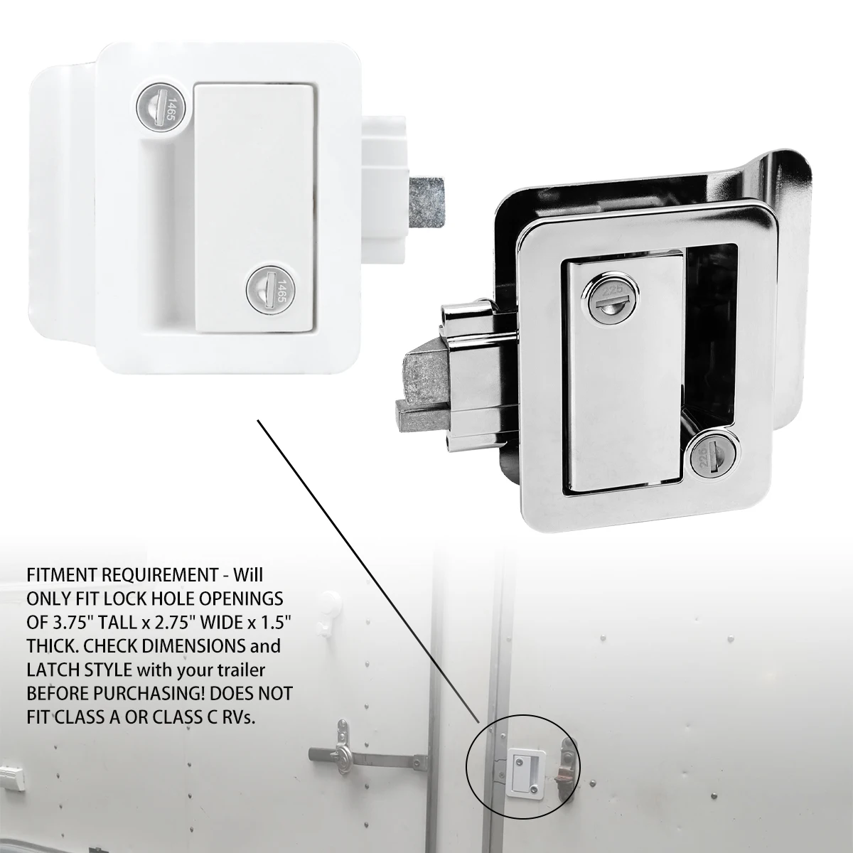 White/silver trailer door lock kit, suitable for cars, RVs, trailers, camping vehicles, etc
White/silver trailer door lock kit, suitable for cars, RVs, trailers, camping vehicles, etc