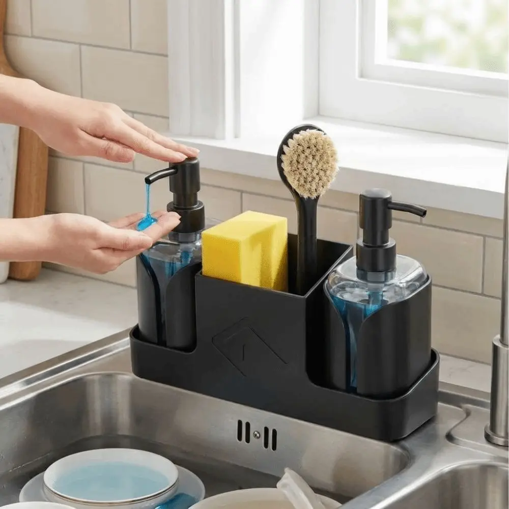 Refillable Kitchen Soap Dispenser Pump Bottle Sponge Holder Dish Soap Dispenser Plastic 2 in 1 Set Storage Tray Kitchen Sink
Refillable Kitchen Soap Dispenser Pump Bottle Sponge Holder Dish Soap Dispenser Plastic 2 in 1 Set Storage Tray Kitchen Sink