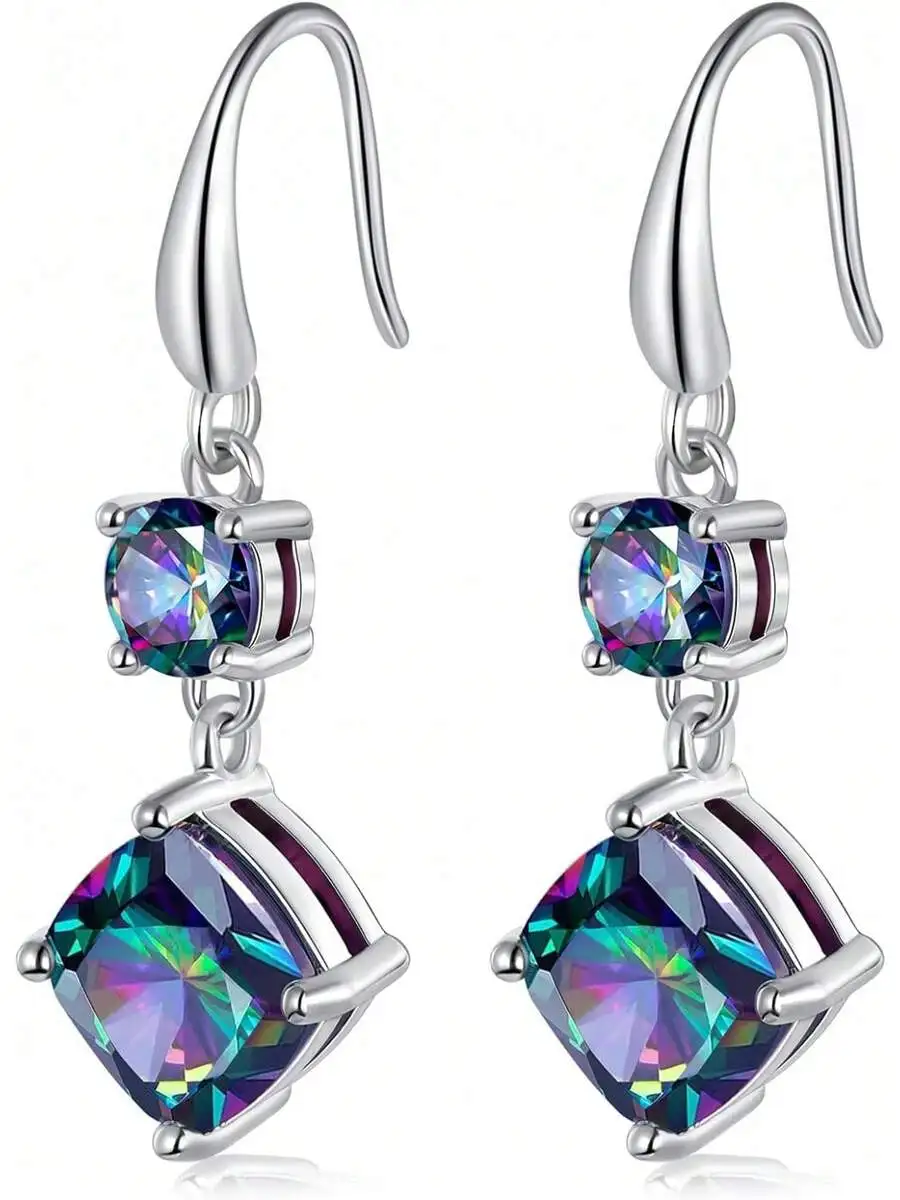 Womens Rainbow CZ Drop Earrings With Fishhook Hook
Womens Rainbow CZ Drop Earrings With Fishhook Hook