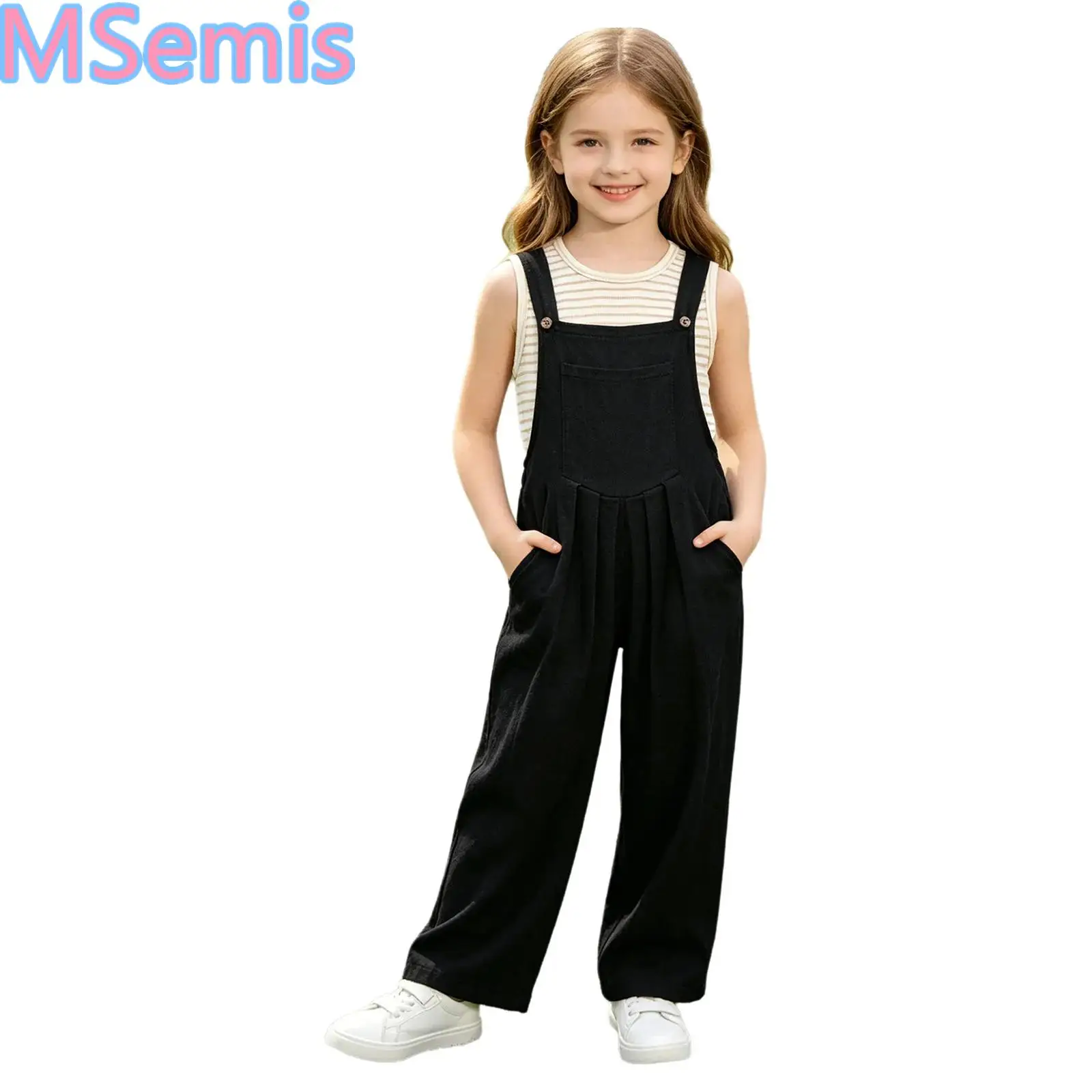 Kids Girls Loose Fit Wide-leg Pleated Overalls Wide Shoulder Straps Sleeveless Jumpsuit with Pockets for School Holiday Travel
Kids Girls Loose Fit Wide-leg Pleated Overalls Wide Shoulder Straps Sleeveless Jumpsuit with Pockets for School Holiday Travel