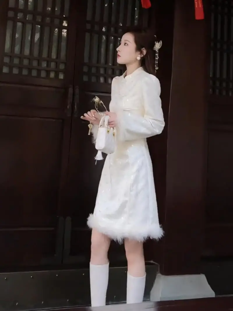 2024 new Chinese style modified qipao dress female Winter improved qipao dress disc buckle vintage style cheongsam hanfu dress
2024 new Chinese style modified qipao dress female Winter improved qipao dress disc buckle vintage style cheongsam hanfu dress