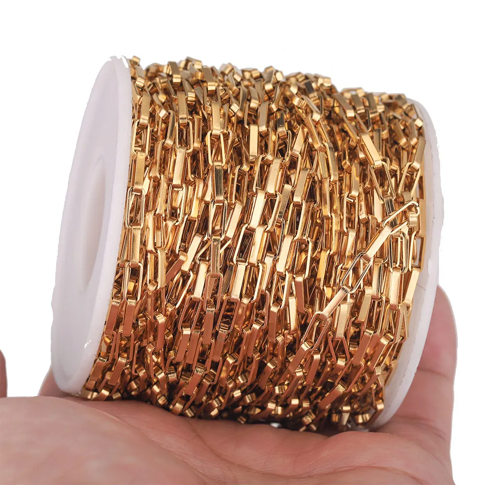 1 M 8*12mm Square Stainless Steel Plated Gold Chain Roll Keychain for Diy Bracelet Jewelry Making Wholesale Supplies Body
1 M 8*12mm Square Stainless Steel Plated Gold Chain Roll Keychain for Diy Bracelet Jewelry Making Wholesale Supplies Body