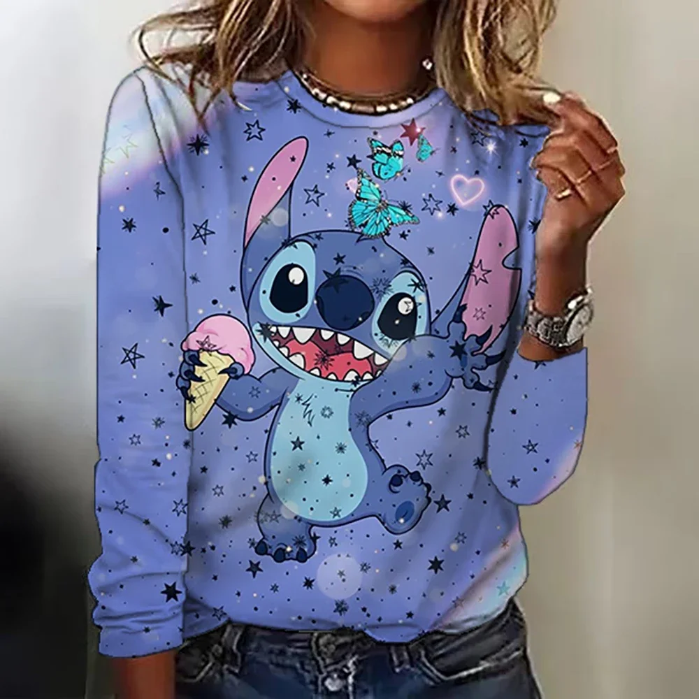 Women's round neck long-sleeved Disney Stitch Christmas print loose top breathable long-sleeved pullover daily casual T-shirt
Women's round neck long-sleeved Disney Stitch Christmas print loose top breathable long-sleeved pullover daily casual T-shirt