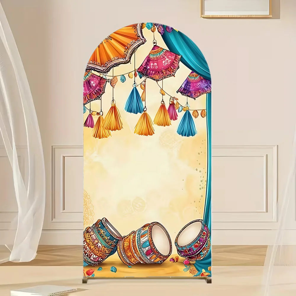 Custom Featuring Prints of Indian Celebration Drums And Umbrellas Wedding Chiara Arch Backdrop Cover Party Decoration Background
Custom Featuring Prints of Indian Celebration Drums And Umbrellas Wedding Chiara Arch Backdrop Cover Party Decoration Background