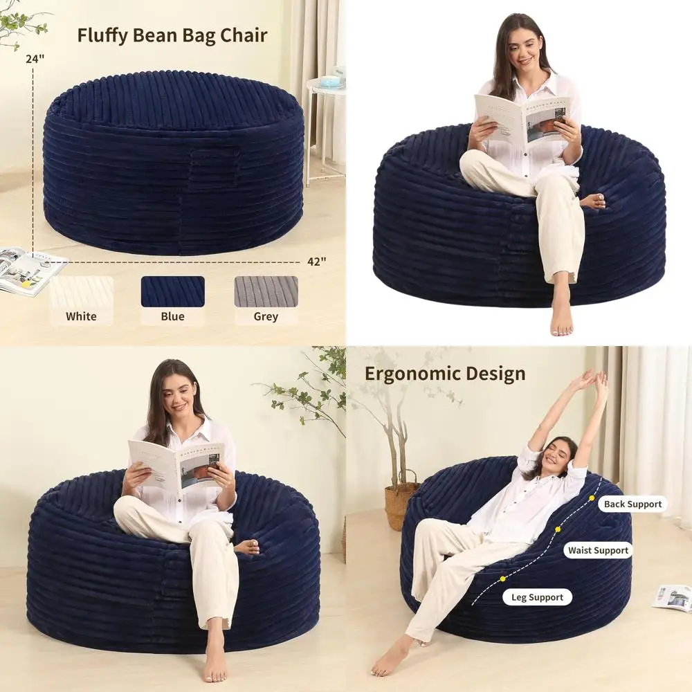 Memory Foam Bean Bag Chair for Adults and Teens, Fluffy Removable Cover, Ideal for Living Room or Bedroom, Blue
Memory Foam Bean Bag Chair for Adults and Teens, Fluffy Removable Cover, Ideal for Living Room or Bedroom, Blue