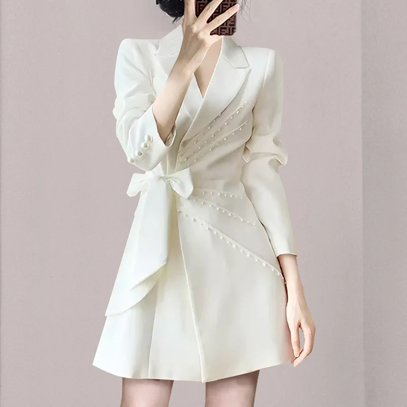 2024 Spring Summer Fashion Heavy Industry Beading White Luxury Pearl Blazer Dress Women Long Sleeve Bodycon Party Vestidos F301
2024 Spring Summer Fashion Heavy Industry Beading White Luxury Pearl Blazer Dress Women Long Sleeve Bodycon Party Vestidos F301