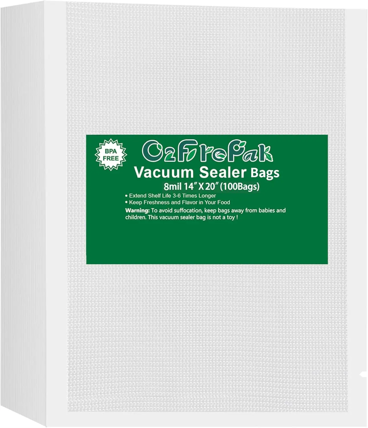 100 Count Big Size 14"x20" 8mil Vacuum Sealer Bags with BPA Free and Puncture Prevention,Vacuum Seal Freezer Bags,Great for S
100 Count Big Size 14"x20" 8mil Vacuum Sealer Bags with BPA Free and Puncture Prevention,Vacuum Seal Freezer Bags,Great for S