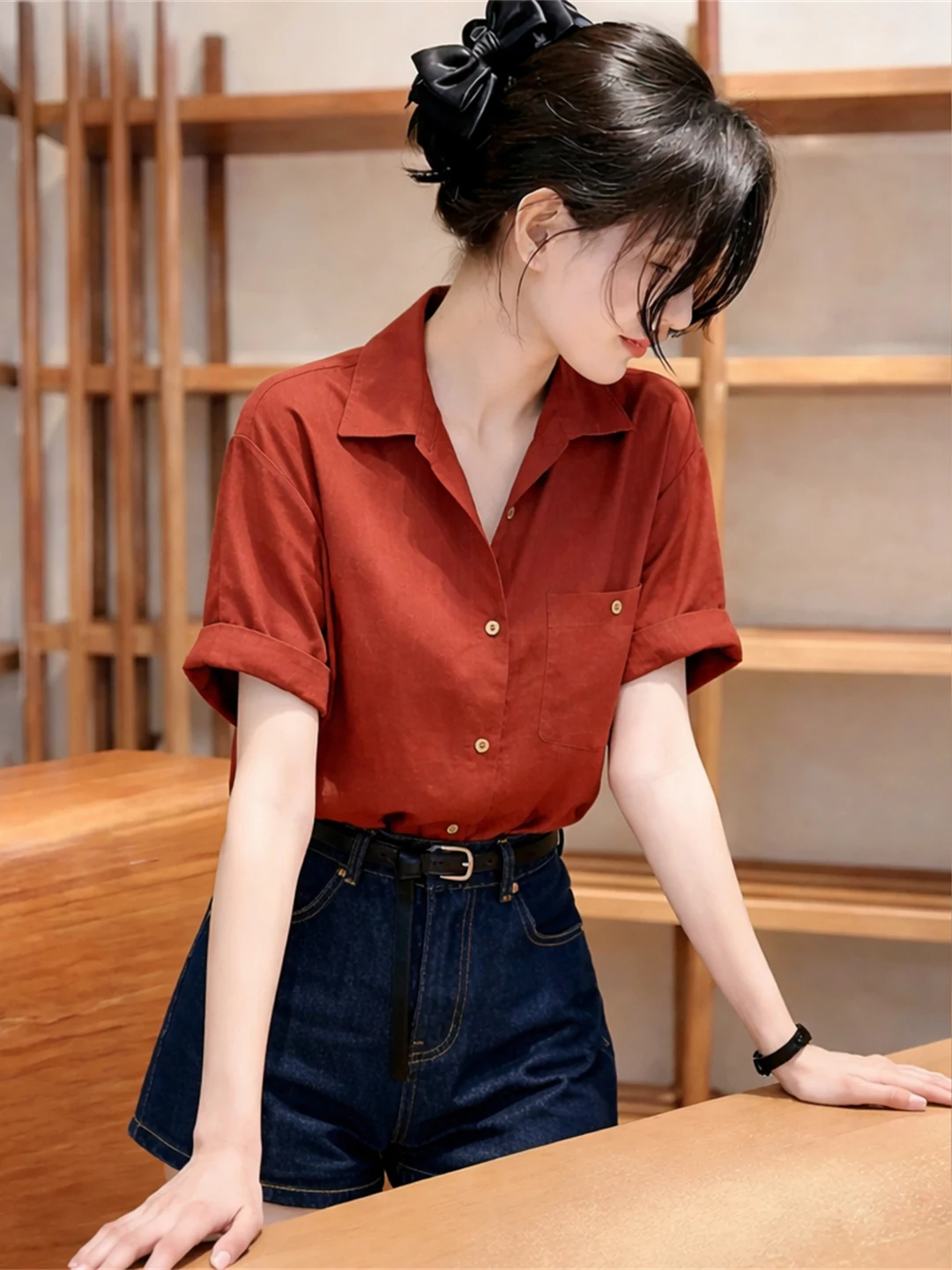 Summer 2026 Loose Fit Pure Color Short Sleeve Shirt Collar Commute Style Korean Version Straight Cut Silk Top
Summer 2026 Loose Fit Pure Color Short Sleeve Shirt Collar Commute Style Korean Version Straight Cut Silk Top