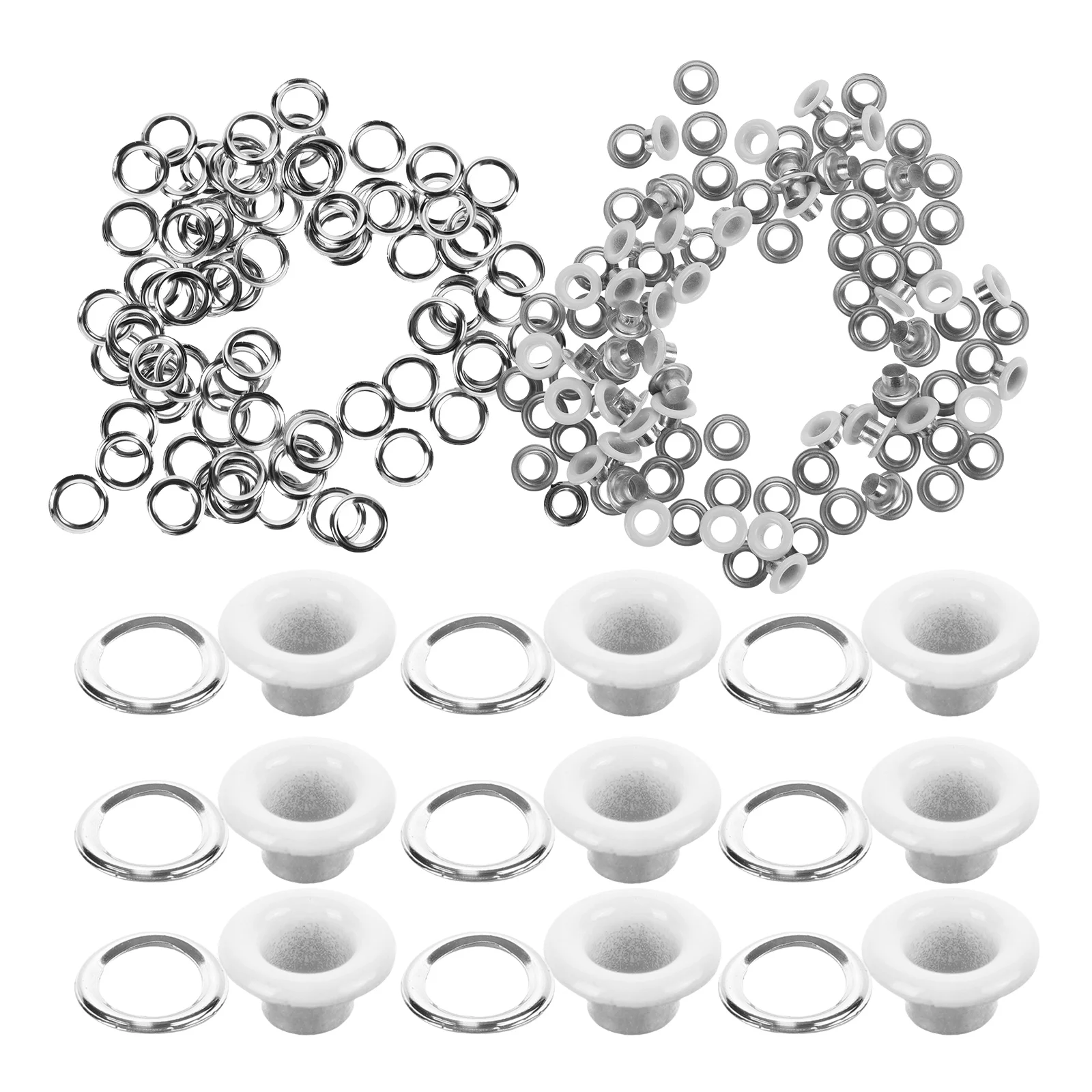 100 Pcs Shoe Lace Rivets Eyelets Grommets Kit 5mm White Iron Sewing Fastener for Fabric DIY Crafts Shoes Bags Curtains
100 Pcs Shoe Lace Rivets Eyelets Grommets Kit 5mm White Iron Sewing Fastener for Fabric DIY Crafts Shoes Bags Curtains