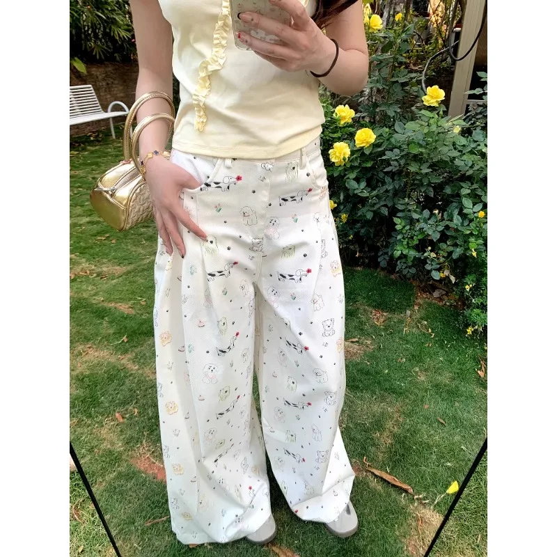 Уличная одежда, свободные джинсы с мультяшным принтом, женские летние 2023, новые японские повседневные белые джинсовые широкие брюки с высокой талией
Уличная одежда, свободные джинсы с мультяшным принтом, женские летние 2023, новые японские повседневные белые джинсовые широкие брюки с высокой талией