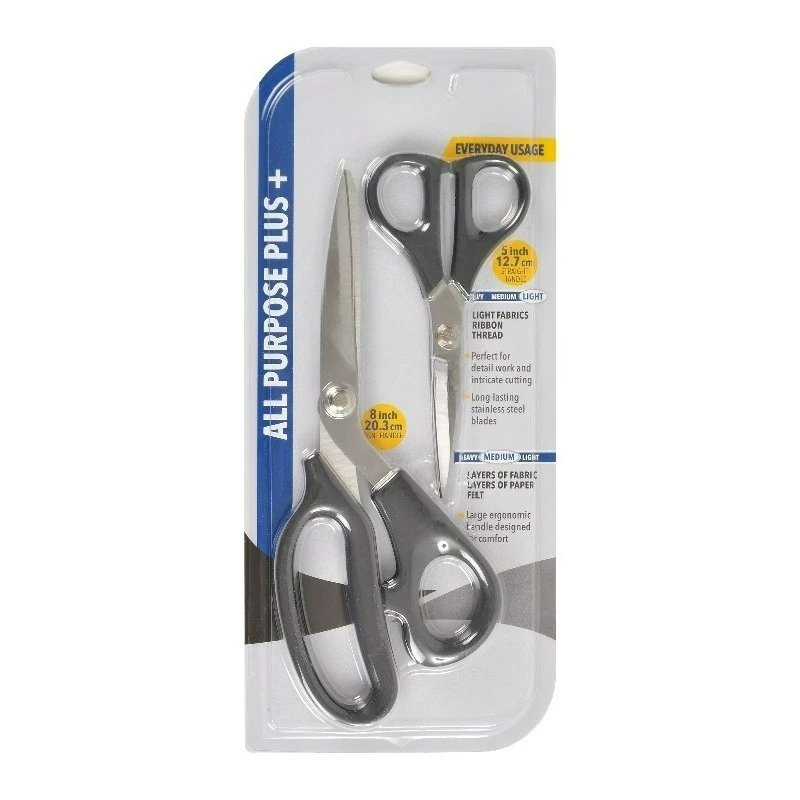 8 Bent, 5" Multipurpose Scissors, All Purpose Plus, Stainless Steel, Black, for Sewing, Office Or Craft, 2-Piece
8 Bent, 5" Multipurpose Scissors, All Purpose Plus, Stainless Steel, Black, for Sewing, Office Or Craft, 2-Piece