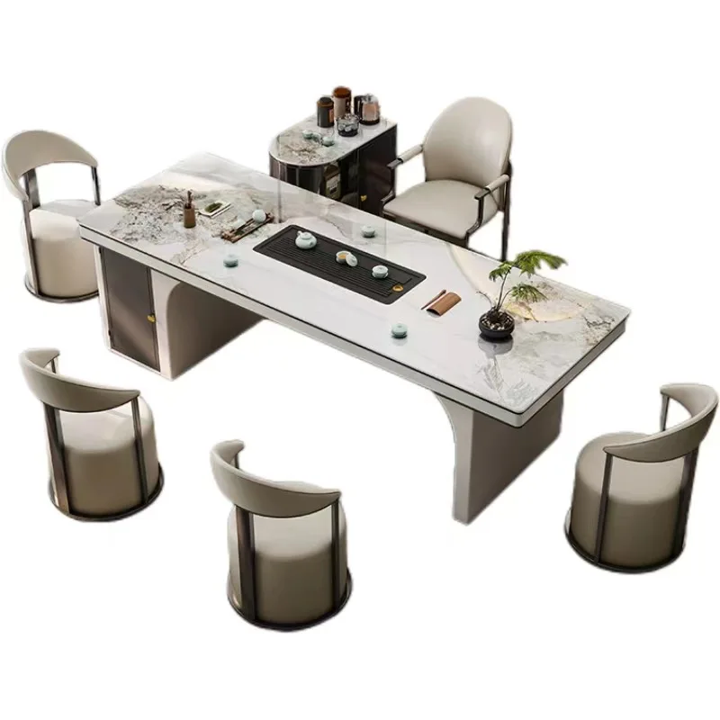 Simple office living room balcony household rock slab tea table combination 
Simple office living room balcony household rock slab tea table combination
