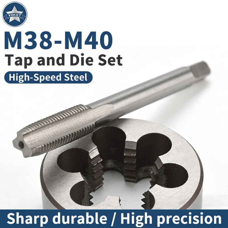 Набор метрических плашек и метчиков VOKET TAP1SET M38-M40 (правосторонние, HSS) для нарезания и ремонта внутренней и наружной резьбы на станках
Набор метрических плашек и метчиков VOKET TAP1SET M38-M40 (правосторонние, HSS) для нарезания и ремонта внутренней и наружной резьбы на станках