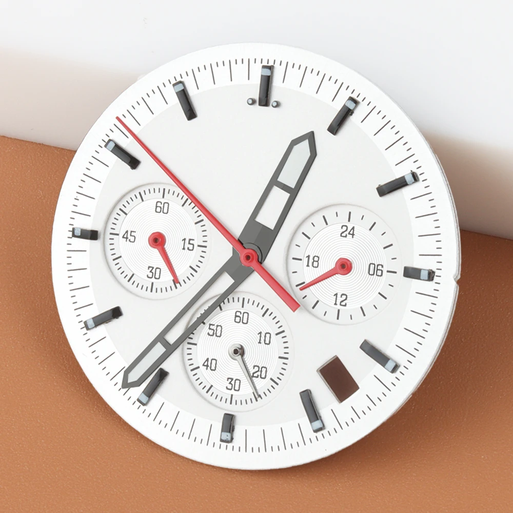 White VK63 Dial 6 Hands Green Luminous 32.5mm For Speed Master Watch Dial For VK63 VK64 Quartz Movement VK63 Watch Repair Parts
White VK63 Dial 6 Hands Green Luminous 32.5mm For Speed Master Watch Dial For VK63 VK64 Quartz Movement VK63 Watch Repair Parts