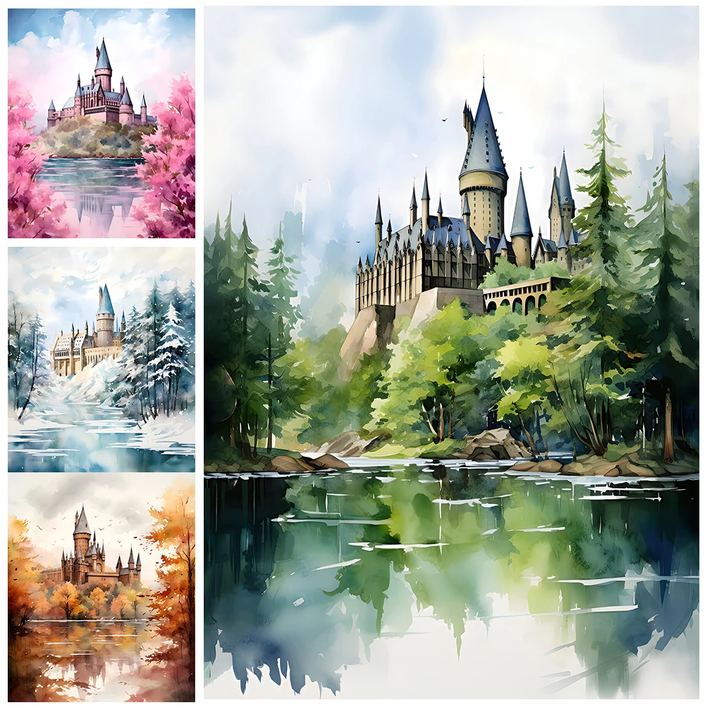 Wizard School Seasons Collection Watercolor Wall Art Canvas Painting Magic School Architectural Scenery Art Poster Print Decor
Wizard School Seasons Collection Watercolor Wall Art Canvas Painting Magic School Architectural Scenery Art Poster Print Decor