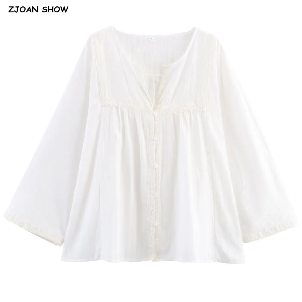 2025 Ethnic White Hollow Out Spliced Lace Batwing Sleeve Shirt BOHO Women V neck Open Buttons Loose Short Tops Holiday Blouses
2025 Ethnic White Hollow Out Spliced Lace Batwing Sleeve Shirt BOHO Women V neck Open Buttons Loose Short Tops Holiday Blouses