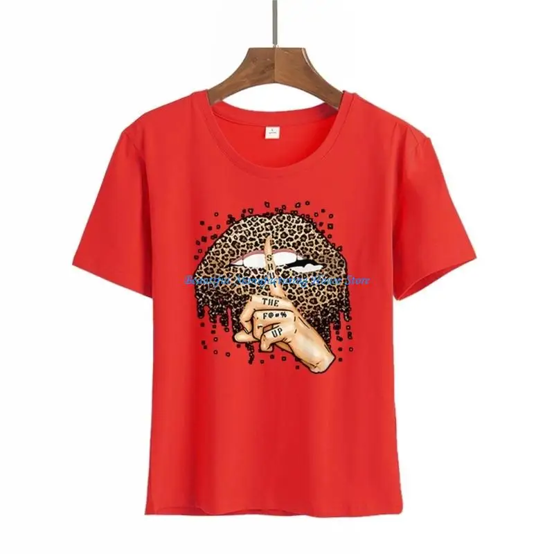 E56A Leopard Lips and Finger Print Women's T-Shirt Round Neck Short Sleeve Loose Fit Pullover Top for Carnivals Costumes
E56A Leopard Lips and Finger Print Women's T-Shirt Round Neck Short Sleeve Loose Fit Pullover Top for Carnivals Costumes