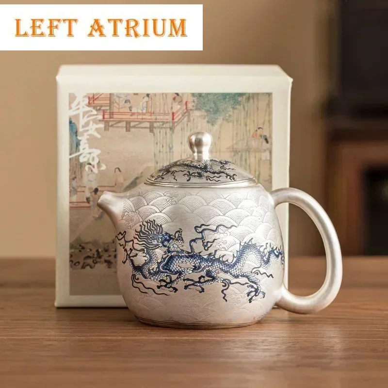 150ml High End Gilded Silver Teapot Japanese Blue White Dragon Egg Pot Tea Making Kettle with Ball Hole Cha Accessories Gift
150ml High End Gilded Silver Teapot Japanese Blue White Dragon Egg Pot Tea Making Kettle with Ball Hole Cha Accessories Gift