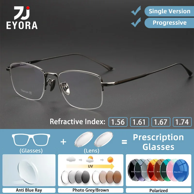 EYORA Vintage Half Titanium Business Reading Glasses Myopia Eyewear Hyperopia Anti Blue Ray Progressive Photochromic Eyewear
EYORA Vintage Half Titanium Business Reading Glasses Myopia Eyewear Hyperopia Anti Blue Ray Progressive Photochromic Eyewear