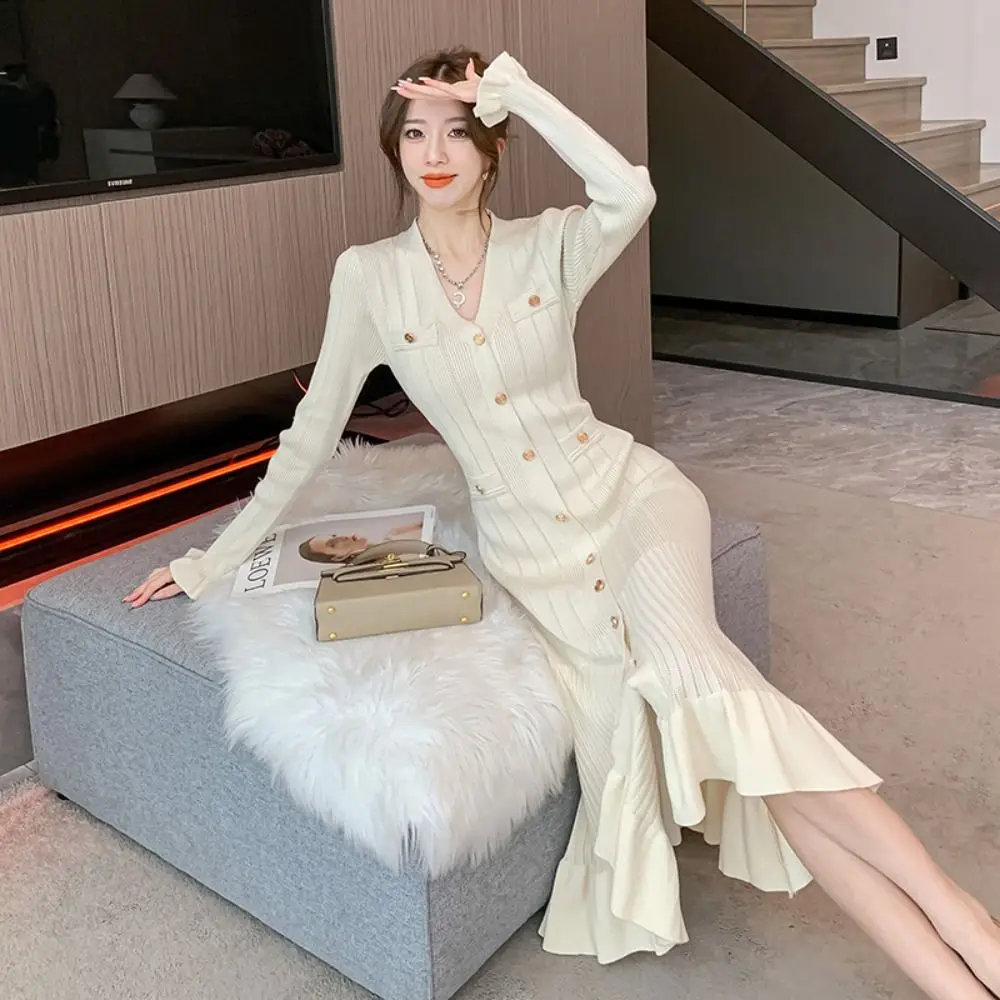 Knitted Knitted Mid Length Dress Ruffled Skirt High Waist Knitted Slim Length Dress Green V Neck Knitted Ruffled Skirt Dress
Knitted Knitted Mid Length Dress Ruffled Skirt High Waist Knitted Slim Length Dress Green V Neck Knitted Ruffled Skirt Dress
