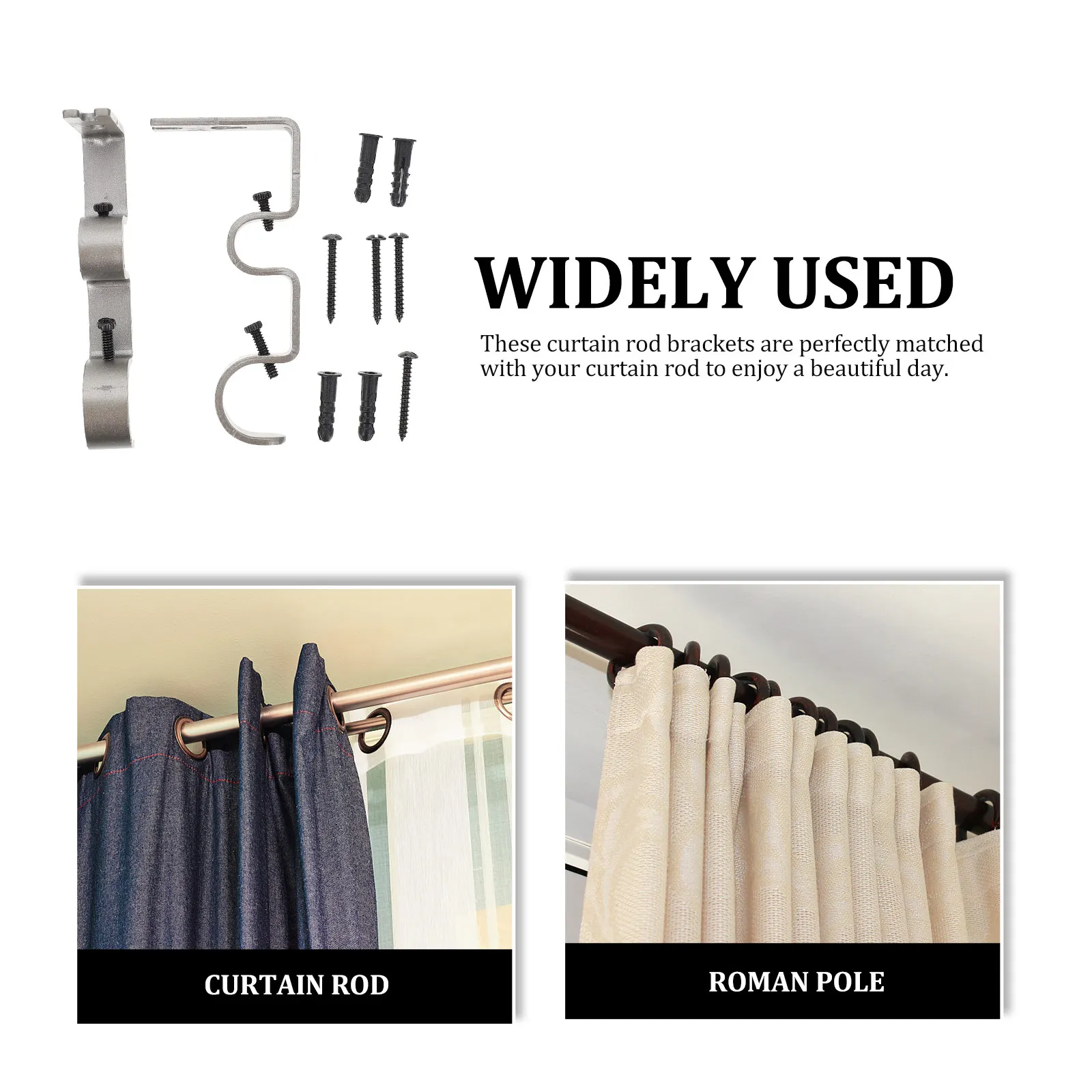 2 Sets Curtain Rod Bracket Pole Brackets Curtains Rods Heavy Holder Hanging Support Iron for Wall
2 Sets Curtain Rod Bracket Pole Brackets Curtains Rods Heavy Holder Hanging Support Iron for Wall