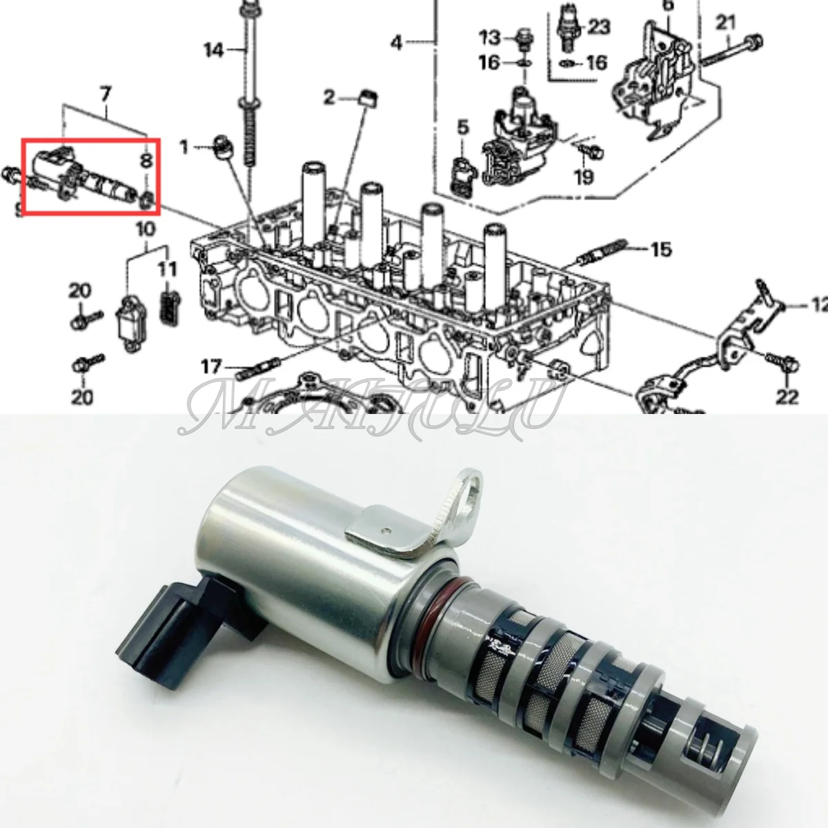 For Honda Accord VVT oil variable valve timing solenoid Odyssey CR-V FR-V 15830-RBB-003 2.4L 2003 2004 2005 2006
For Honda Accord VVT oil variable valve timing solenoid Odyssey CR-V FR-V 15830-RBB-003 2.4L 2003 2004 2005 2006