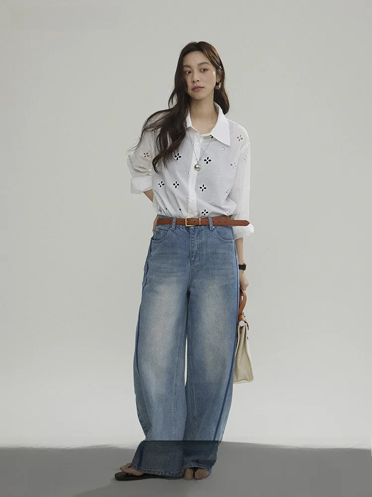 Женская свободная легкая белая рубашка Joli с вырезами, летняя новинка, из хлопка, с длинным рукавом и отложным воротником
Женская свободная легкая белая рубашка Joli с вырезами, летняя новинка, из хлопка, с длинным рукавом и отложным воротником