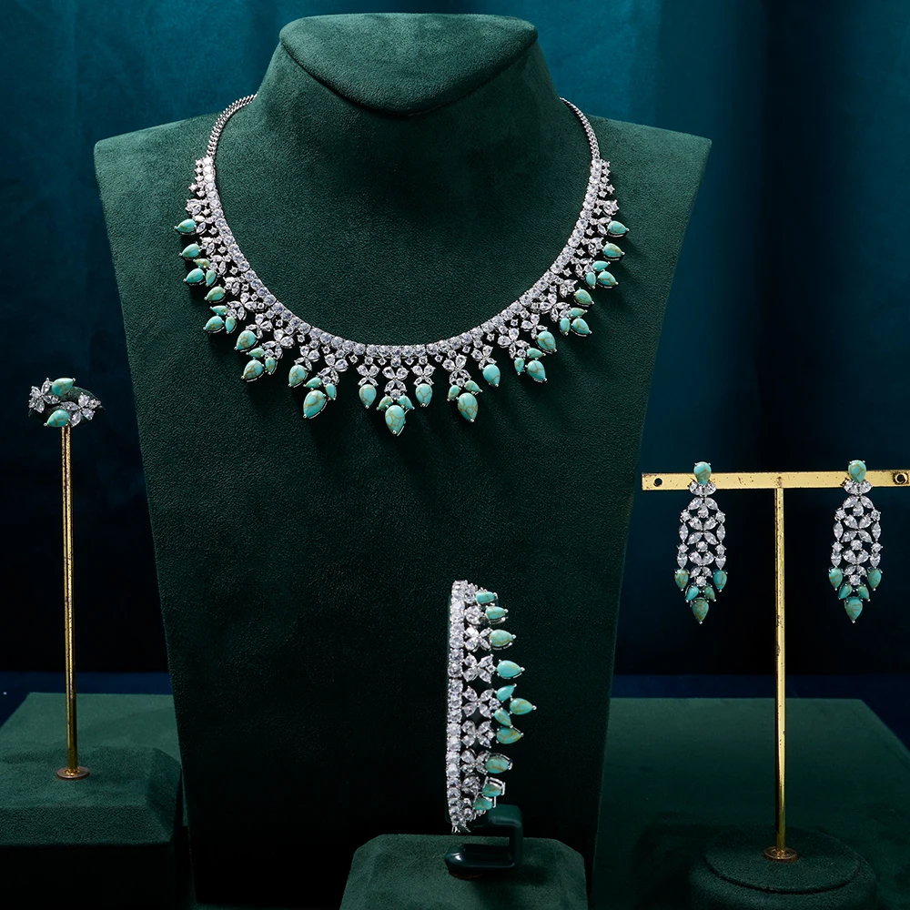 IN JEWELIFE Trendy Turquoise Indian Jewelry Choker Set Cubic Zirconia Women's Neck Chokers Wedding Party Bridal Accessories
IN JEWELIFE Trendy Turquoise Indian Jewelry Choker Set Cubic Zirconia Women's Neck Chokers Wedding Party Bridal Accessories