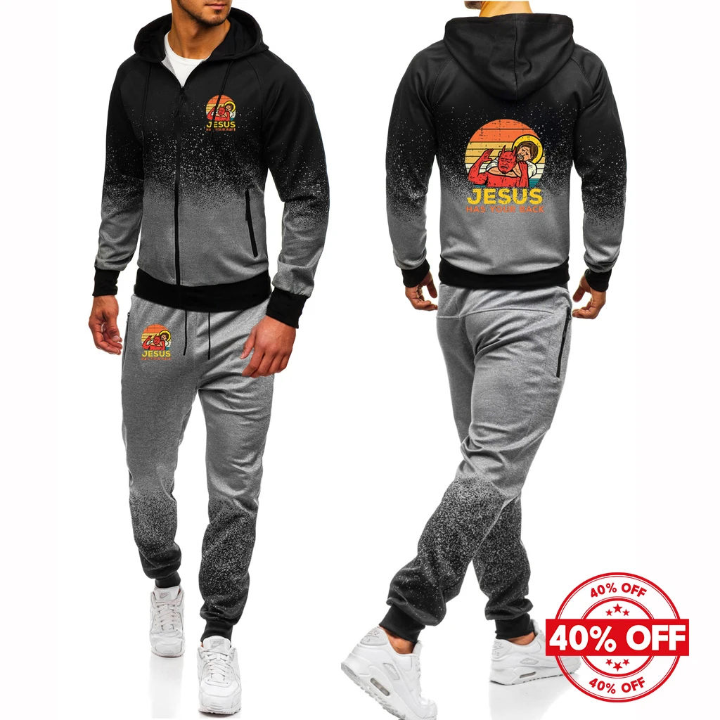 2025 Spring And Autumn Man's Jesus Has Your Back Jiu Jitsu Retro Christian Logo Print Popular Zipper Hoodies+SweatPants Suits
2025 Spring And Autumn Man's Jesus Has Your Back Jiu Jitsu Retro Christian Logo Print Popular Zipper Hoodies+SweatPants Suits