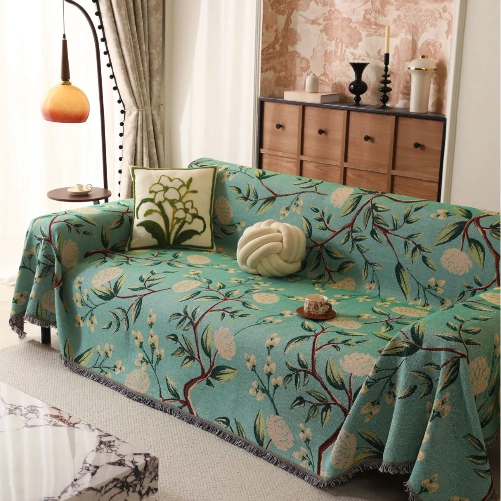 American Retro Emerald Green Peony Flower Sofa Blanket Jacquard Throw Blanket Tassels Outdoor Camping Blanket Multi-functional
American Retro Emerald Green Peony Flower Sofa Blanket Jacquard Throw Blanket Tassels Outdoor Camping Blanket Multi-functional