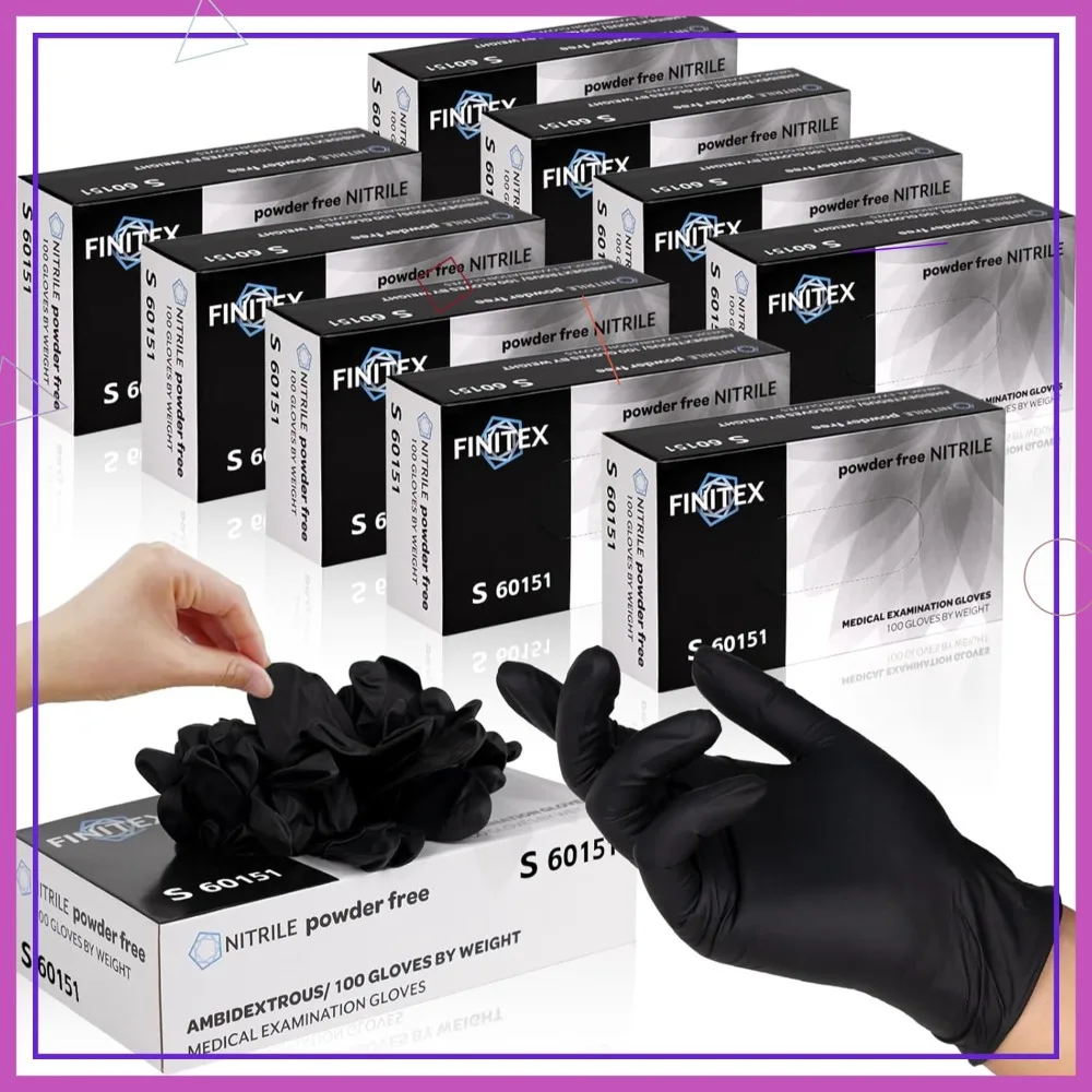 Black Nitrile Disposable Gloves, Powder-Free, Latex-Free, 3mil Thick, Case of 10 Boxes for Medical and Industrial Use
Black Nitrile Disposable Gloves, Powder-Free, Latex-Free, 3mil Thick, Case of 10 Boxes for Medical and Industrial Use