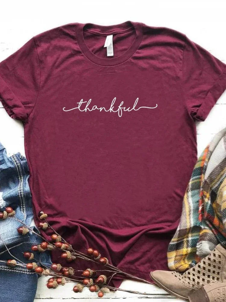 Thankful Letter Print T Shirt Women Short Sleeve O Neck Loose Tshirt Ladies Summer Women Tee Shirt Tops Mujer
Thankful Letter Print T Shirt Women Short Sleeve O Neck Loose Tshirt Ladies Summer Women Tee Shirt Tops Mujer
